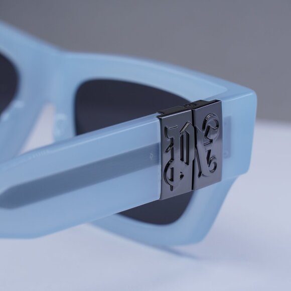 Palm Angels PERI10J MAGNOLIA 4007 Rectangle Sunglasses - Blue/Dark Grey - Picture 8 of 9